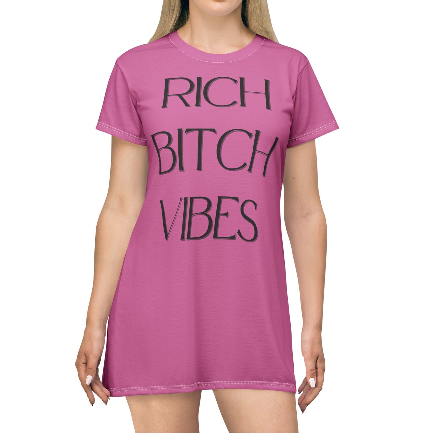 Rich Bitch Vibes T-Shirt Dress light pink